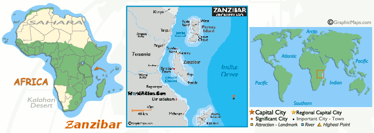 Map Of The World Zanzibar Zanzibar's Map