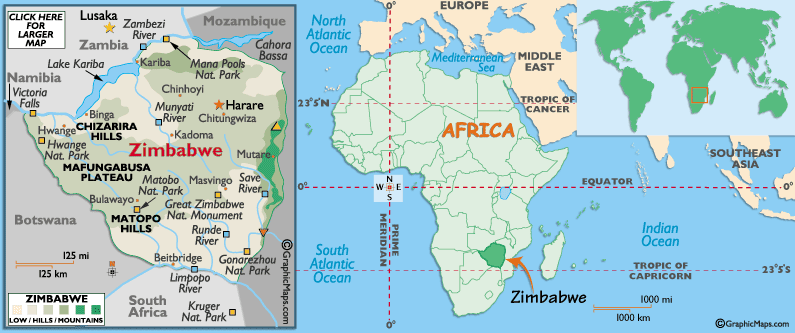Mappa dello Zimbabwe