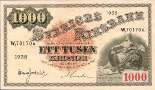Swedish 1,000 Kronor (1938): Front